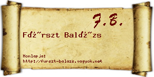 Fürszt Balázs névjegykártya
